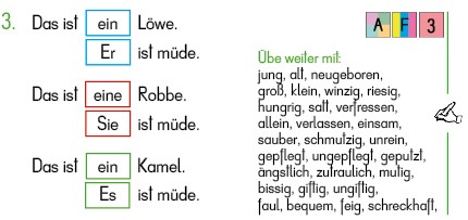 Schreibübung mit Wortschatzerweiterung zur Tierbeschreibung