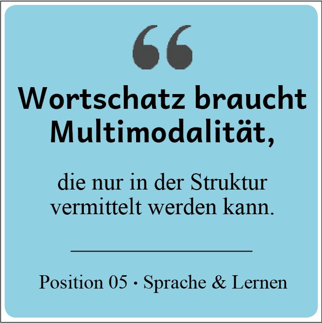 Wortschatz braucht Multimodalität, die nur in der Struktur vermittelt werden kann.
